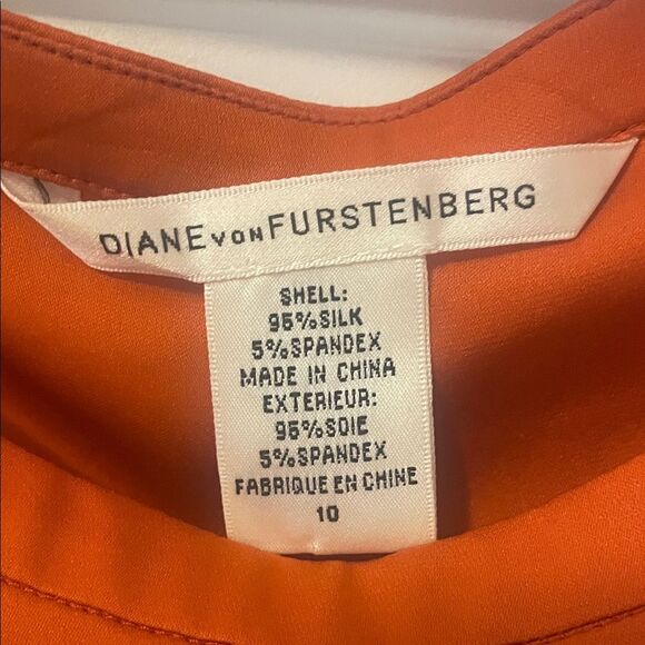 Diane Von Furstenberg Orange Draped Tie Front Blouse - Picture 2 of 5